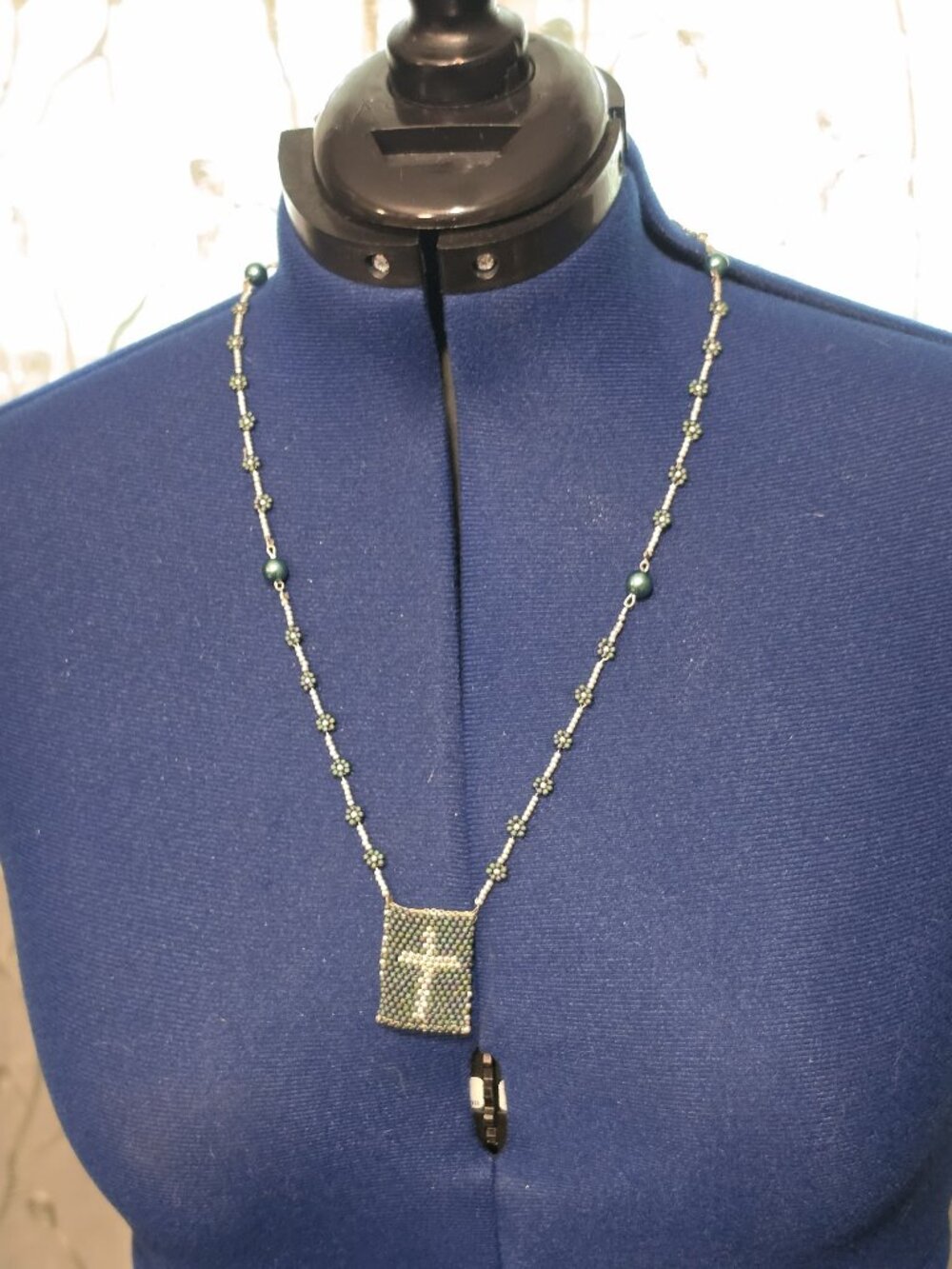 Hand Beaded Cross Pouch Necklace